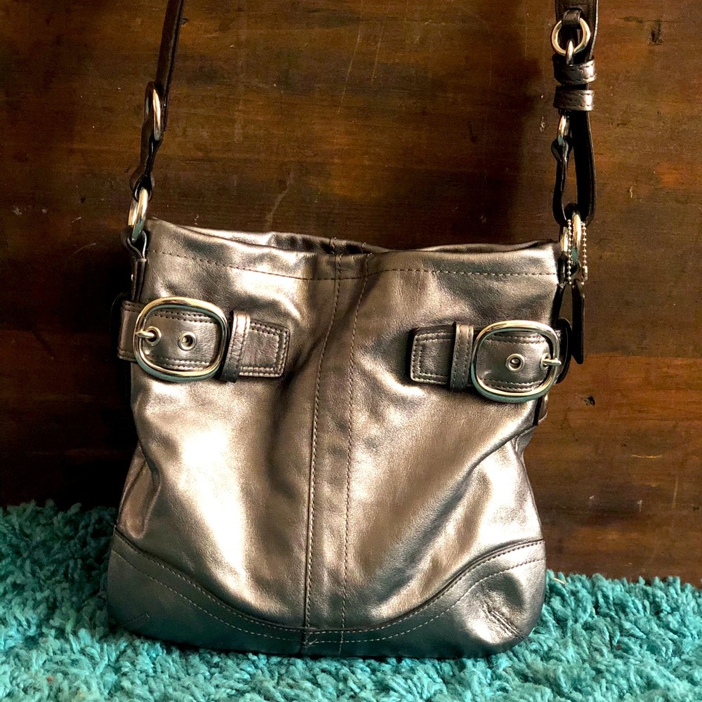 Silver leather Coach purse